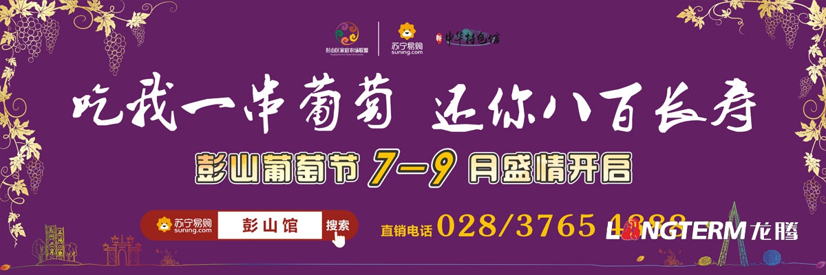 眉山市彭山區葡萄節活動宣傳設計|活動主畫面物料廣告手提袋DM單道旗戶外大牌簽到板指示牌背景板展板設計